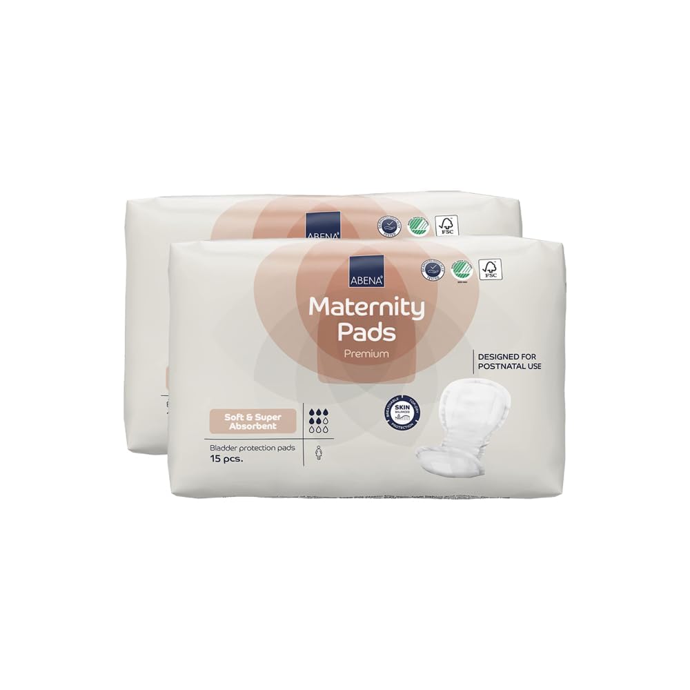 Abena Premium Maternity Pads for Women Super Absorption, Soft Disposable Pads,15 Count
