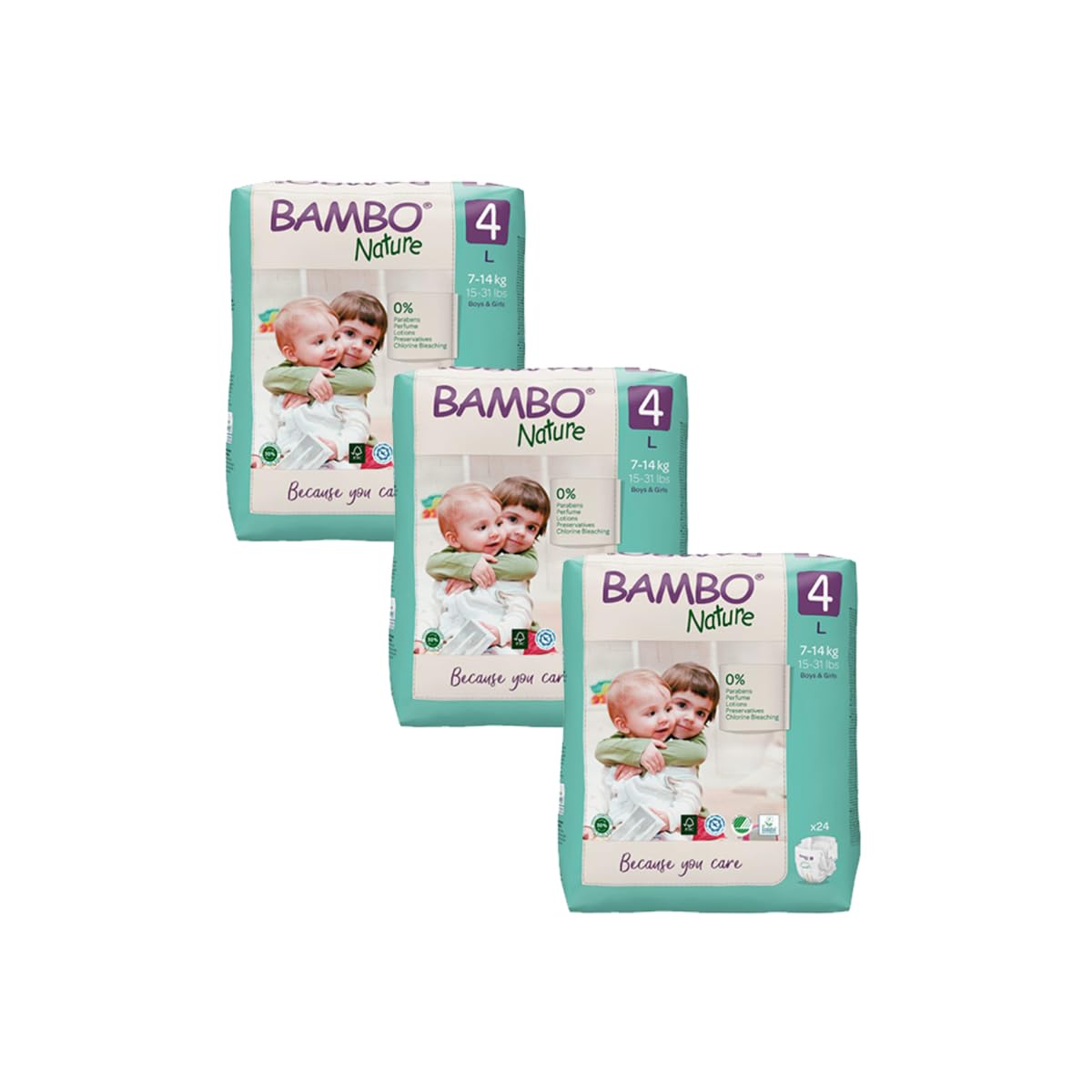 Bambo Nature Premium Baby Tape Diapers for Baby Large Size (7-14 Kgs), Super Absorbent, Breathable, Extra Soft, Dermatologically Tested, Hypoallergenic Nappies With Wetness Indicator, 24 Count