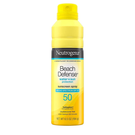 Neutrogena Beach Defense Sunscreen For All Skin Types Spray Spf50 Water Resistant Sunscreen For All Skin Types Body Spray 184G, Pack Of 1