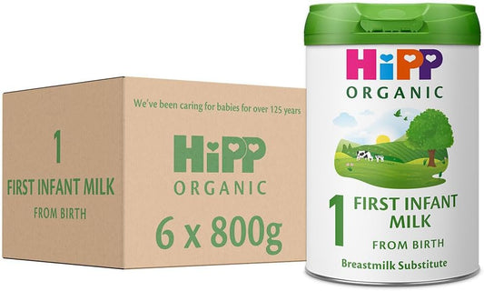 HiPP Organic 1 First Infant Baby Milk Powder Formula, from Birth, 800g (Pack of 6)