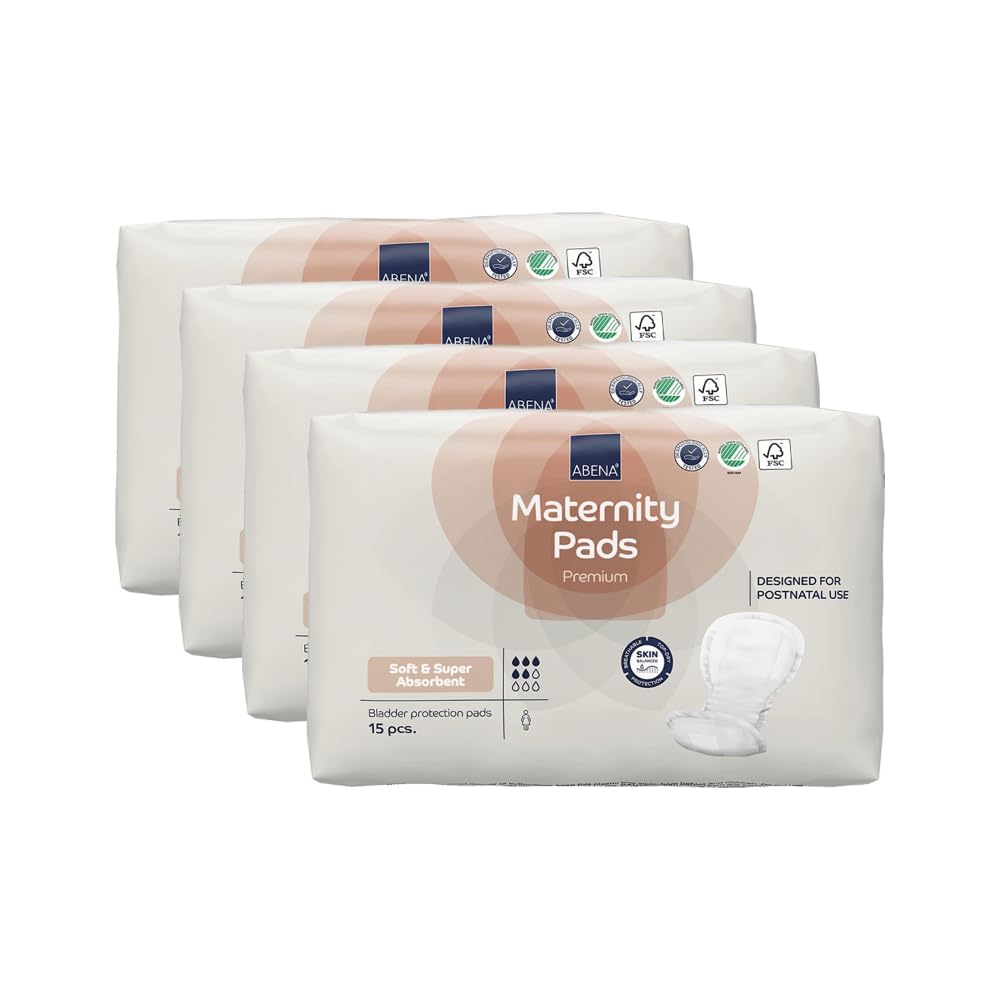 Abena Premium Maternity Pads for Women Super Absorption, Soft Disposable Pads,15 Count