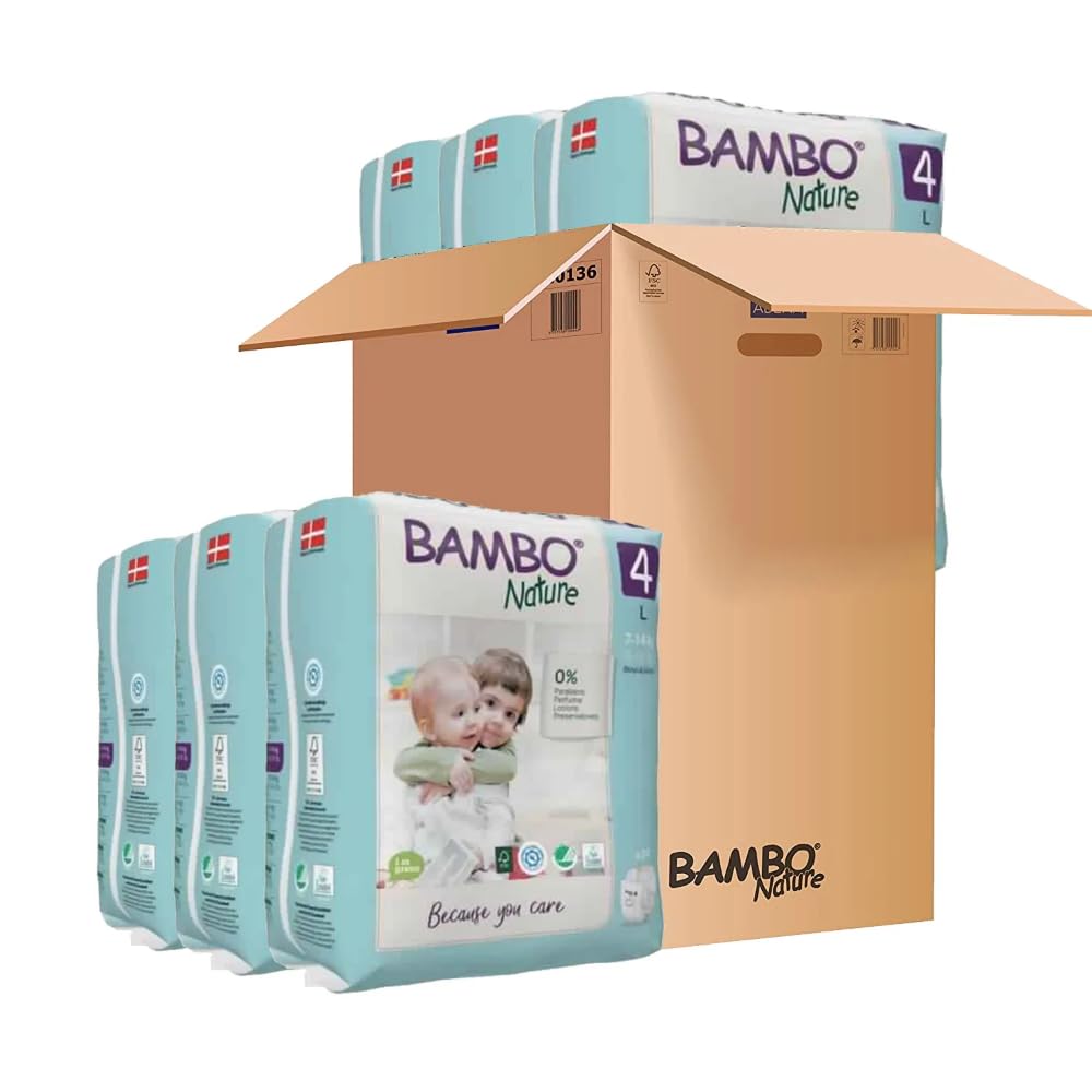 Bambo Nature Premium Baby Tape Diapers for Baby Large Size (7-14 Kgs), Super Absorbent, Breathable, Extra Soft, Dermatologically Tested, Hypoallergenic Nappies With Wetness Indicator, 24 Count