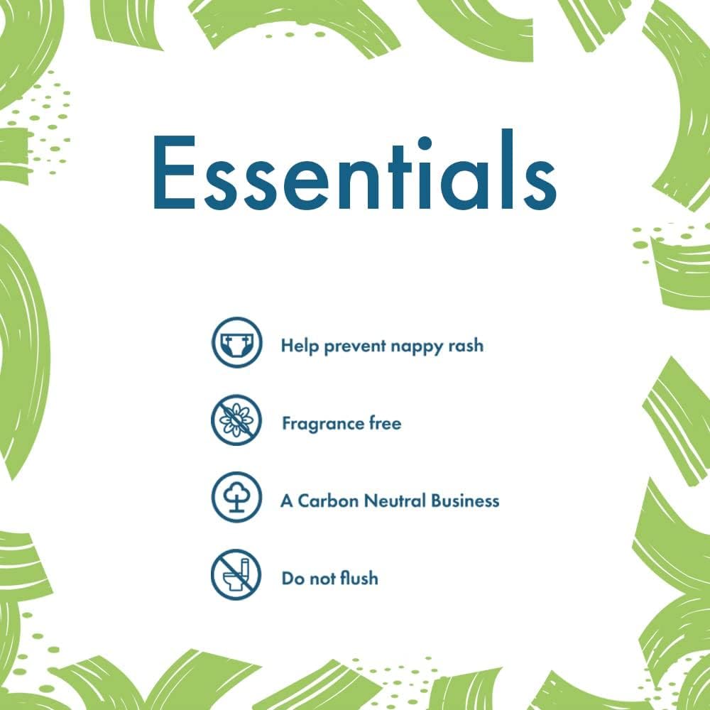 NEW Aqua Wipes Essentials Baby Wipes - Biodegradable and plastic free sensitive baby wipes with 99.6% purified water. Suitable for newborn onwards (Carton of 12 Packs of 56, Total 672 Wipes)