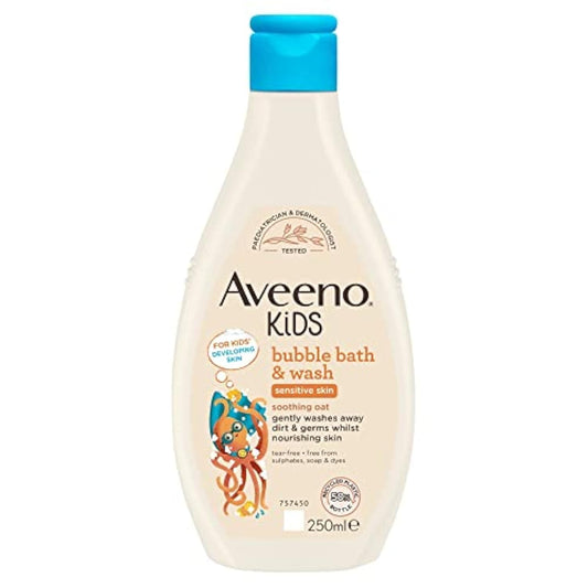 Aveeno Baby KIDS Bubble Bath & Wash 250ml | Enriched with Soothing Oat Extract | Foam Body Wash Developed for Your Little Superhero