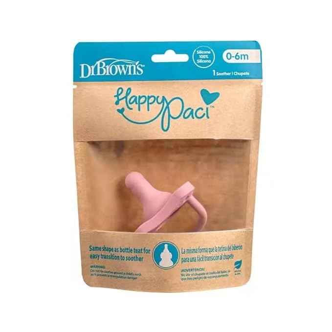Dr Brown's Happy Paci Silicone Baby Soother, Pink