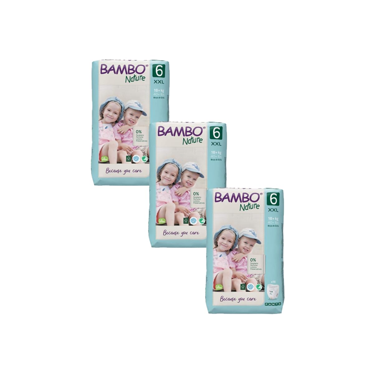 Bambo Nature Premium Baby Pants Diapers for Kids XXL Size (15+ Kgs), Super Absorbent, Breathable, Extra Soft, Dermatologically Tested, Hypoallergenic Infant Nappies With Wetness Indicator, 18 Count