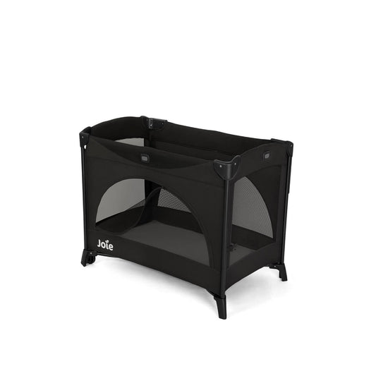 Joie Kubbie Sleep Baby Playpen - Playard/Folding Baby Bed Cum Cot/Convertible Crib, Birth to 3 Years, with One Side Drop Down and Zip Open Entry/Exit, Including Cradle Connect Strap - Shale