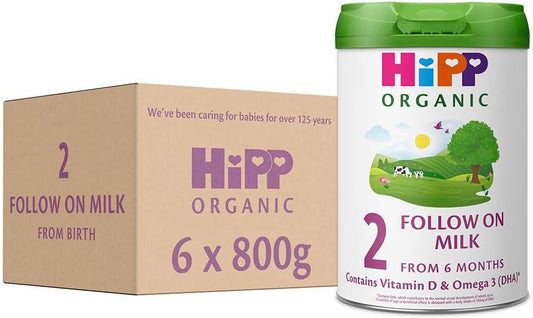 HiPP Organic 2 Follow On Baby Milk Powder Formula, from 6 Months, 800g (Pack of 6)