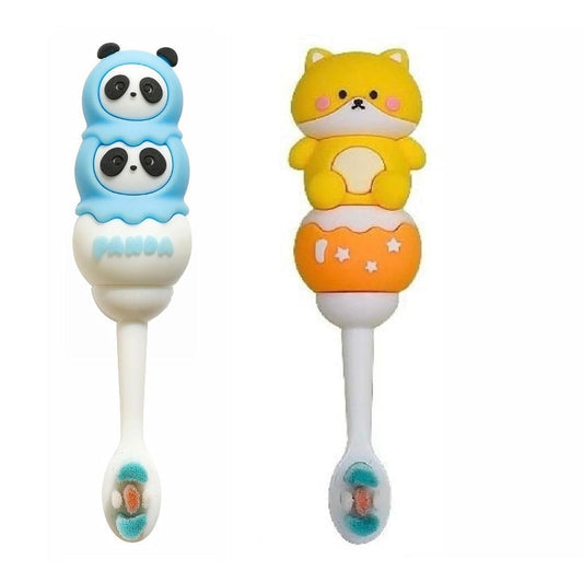 First Smile Baby Children Toothbrush Cartoon Handle Toothbrush Dental Oral Care Tool Non Slip Kids Toothbrush pack of 2 Random Color/Design