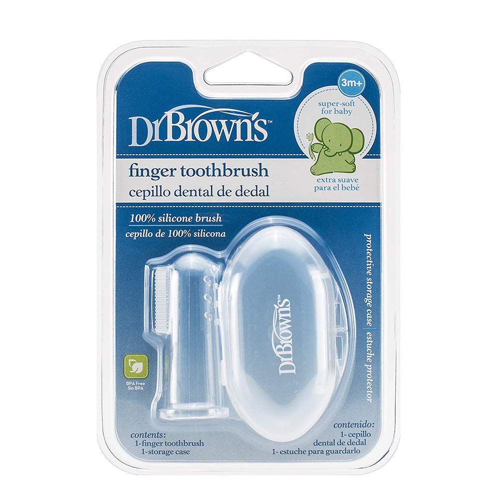 Dr. Brown's Silicone Finger Toothbrush with Case (Pack of 2, White)