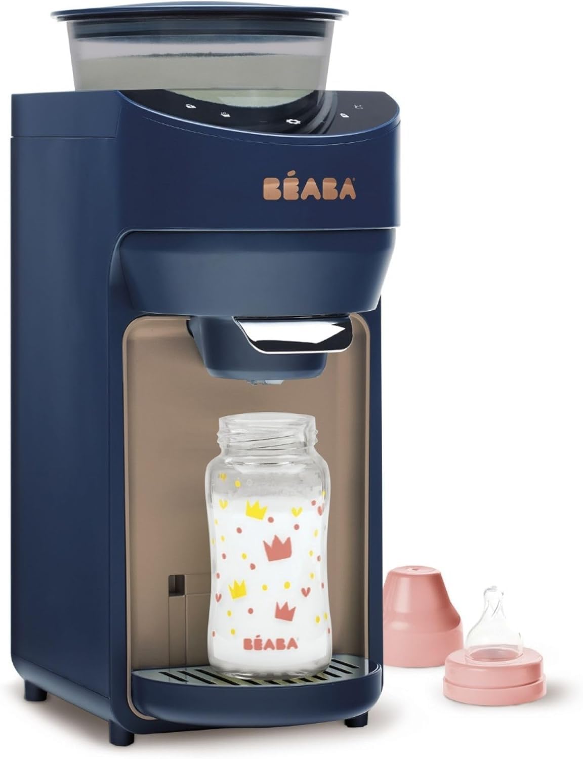 BEABA Milkeo Plus Baby Auto Bottle Maker & Formula Dispenser, Instant Warm Bottles in 20 Sec, Smart Touchscreen, Multiple Temperature Settings, Formula Mixer & Milk Maker for Infants, Night Blue, 0m +