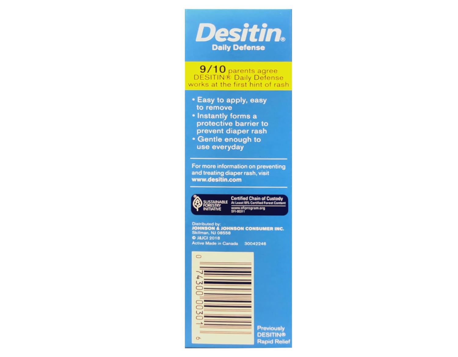 DESITIN Rapid Relief Zinc Oxide Diaper Rash Cream 4 oz