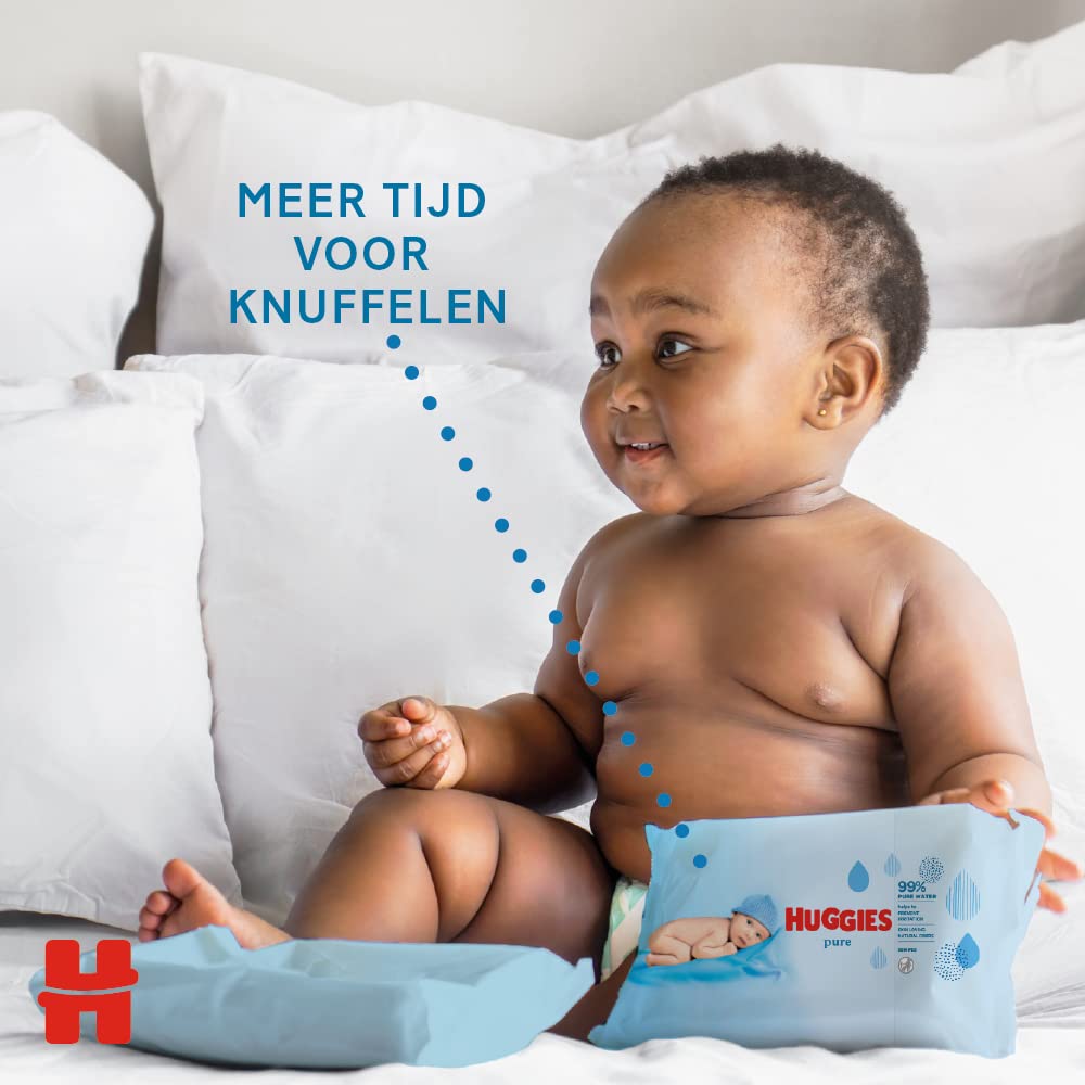 Huggies Pure Baby Wipes - Pack of 10 (10 x 56 Packs, Total 560 Wipes)