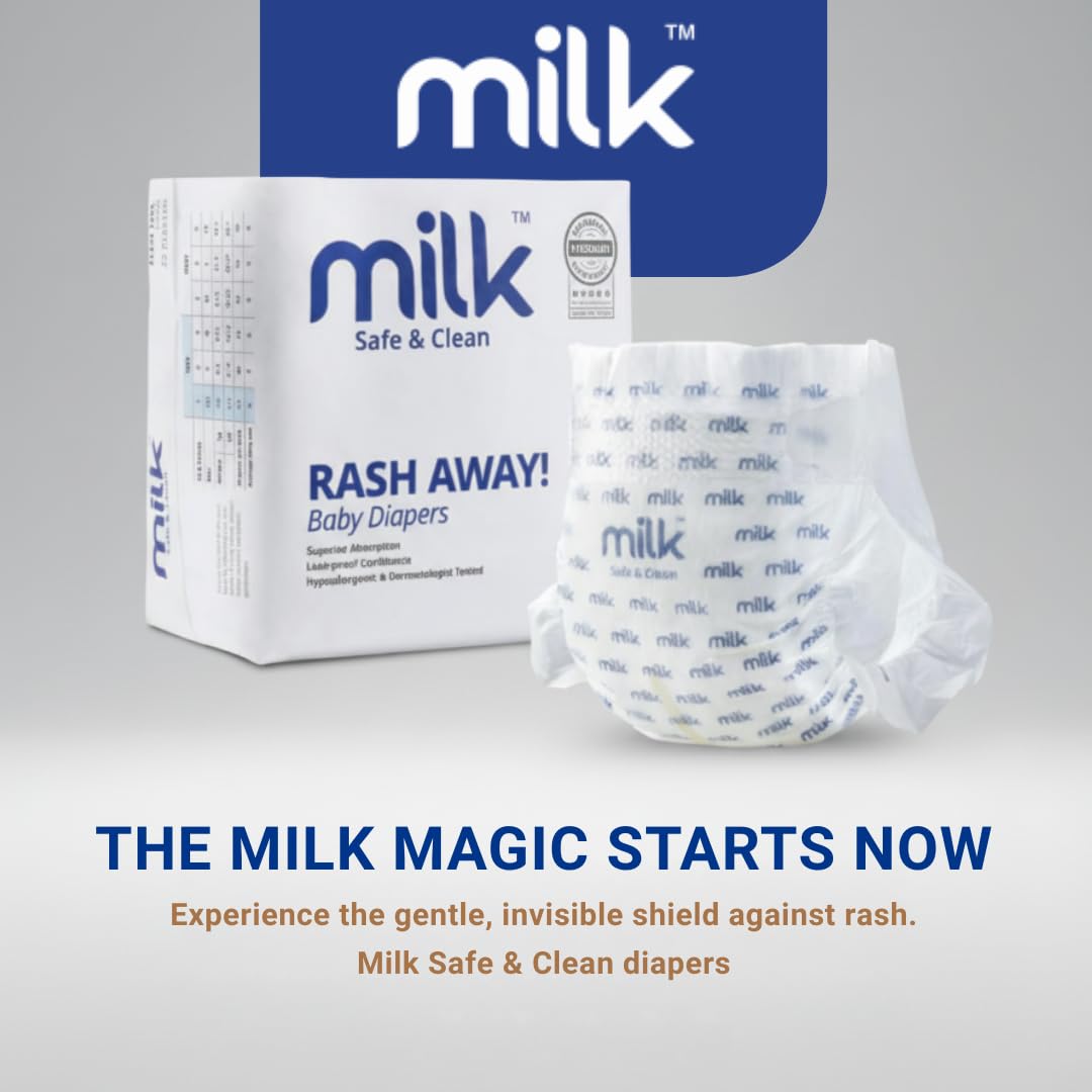 Milk Safe & Clean Rash Away Baby Diaper Pants XL (12KG+) | 30 Count | Up to 12 Hours Absorption | Leak-Proof, Soft & Breathable, Hypoallergenic Baby Pants Diapers