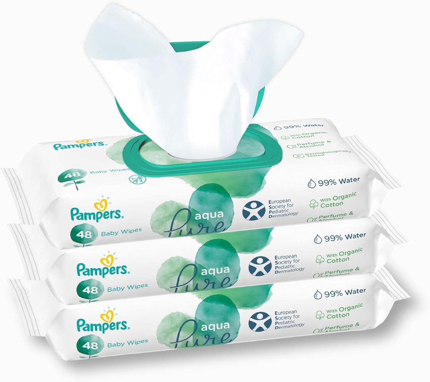 MAMA UNIVERSE Imported Pamper s Harmonie Aqua Pure Baby Water Wipes, 6 Packs of 48 Wipes