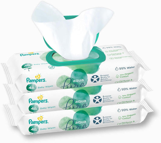 MAMA UNIVERSE Imported Pamper s Harmonie Aqua Pure Baby Water Wipes, 6 Packs of 48 Wipes