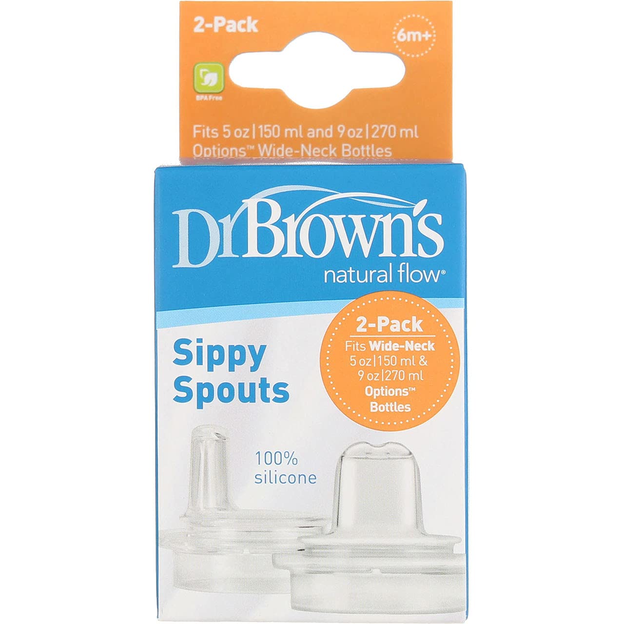 Dr. Brown's Wide Neck Transition Sippy Spouts (Pack of 2, Brown)