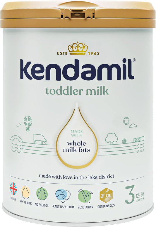 (4x800g) Kendamil Toddler Milk, Stage 3, 6-Pack – British Made, Whole Milk Formula, 12-36 Months – Vegetarian, No Palm Oil, No GMOs –with Omega 3 DHA, Omega 6 ARA and Prebiotics
