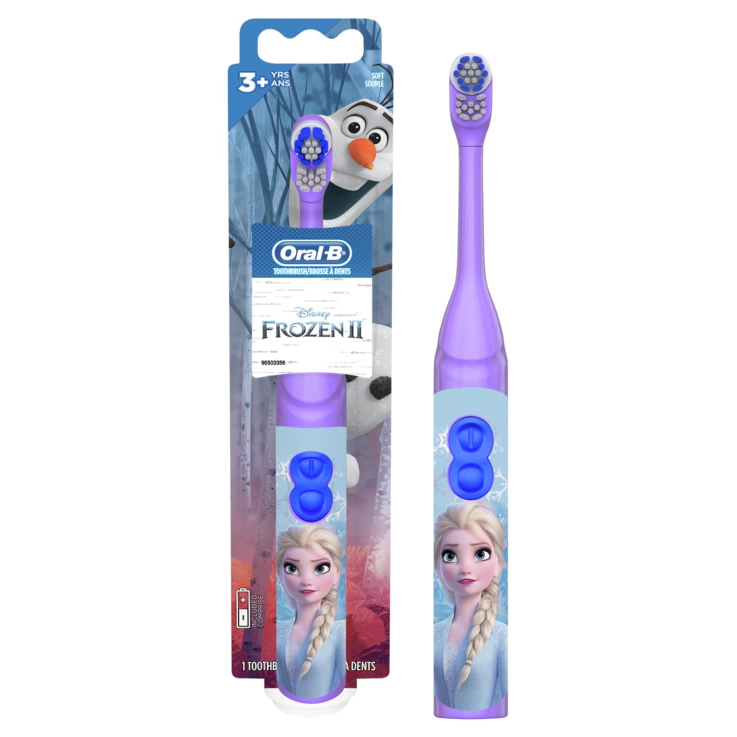 Oral B Pro-Health Jr. Battery Powered Kid's automatic Toothbrush featuring Disney's Frozen, Soft, 1 ct