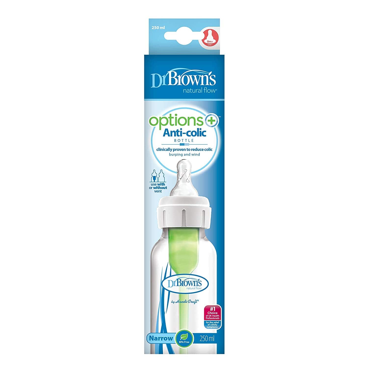 Dr. Brown's Options Standard Neck Feeding Bottle (250 Ml, Pack of 1, White)