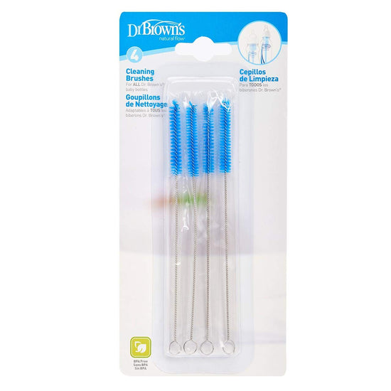 Dr. Brown's Baby Infant Cleaning Milk Vent Bottle Teat Brush 4 (Pack of 4, Blue)