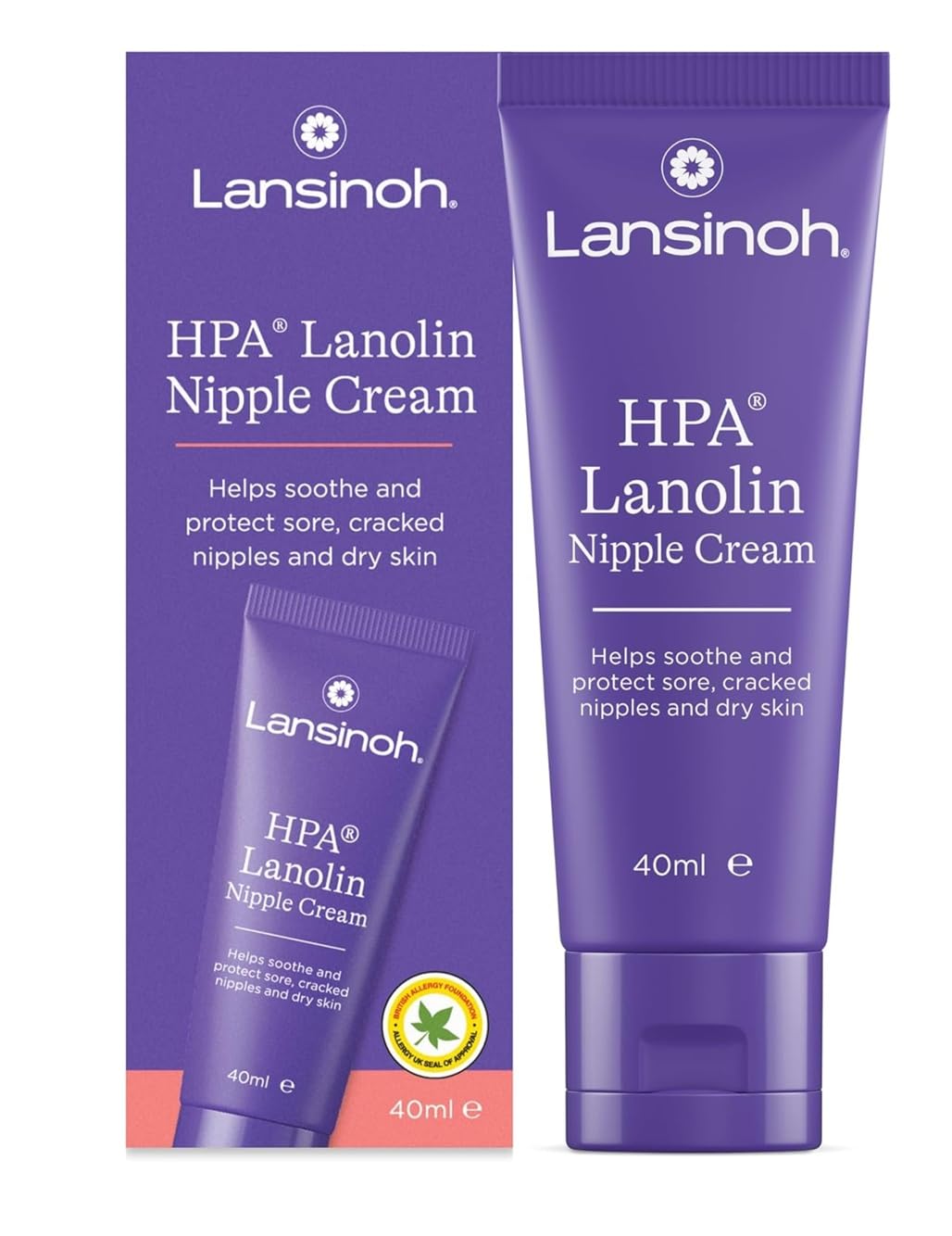 Lansinoh HPA Lanolin Nipple Cream For Cracked, Dry and Sore Nipples, Breast Feeding Moms, 100% Natural, Soothing, Tasteless & Odourless, Clinically Tested, Safe For Baby, Maternity Essentials, 40ml