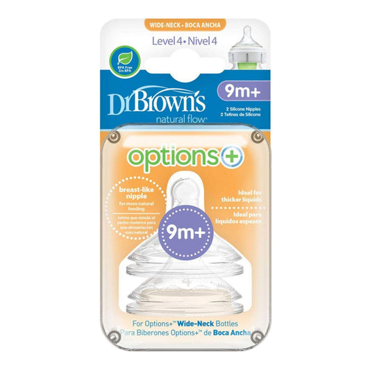 Dr. Brown's Baby Milk Bottle Teat Vent Fast Flow 2PK Options 9 (Pack of 1, White)