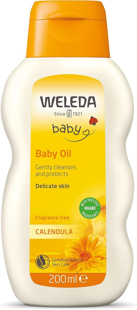 Baby Oil, 200ml, Fragrance Free, Gently Cleanses and Protects Delicate Skin, Calendula wele da