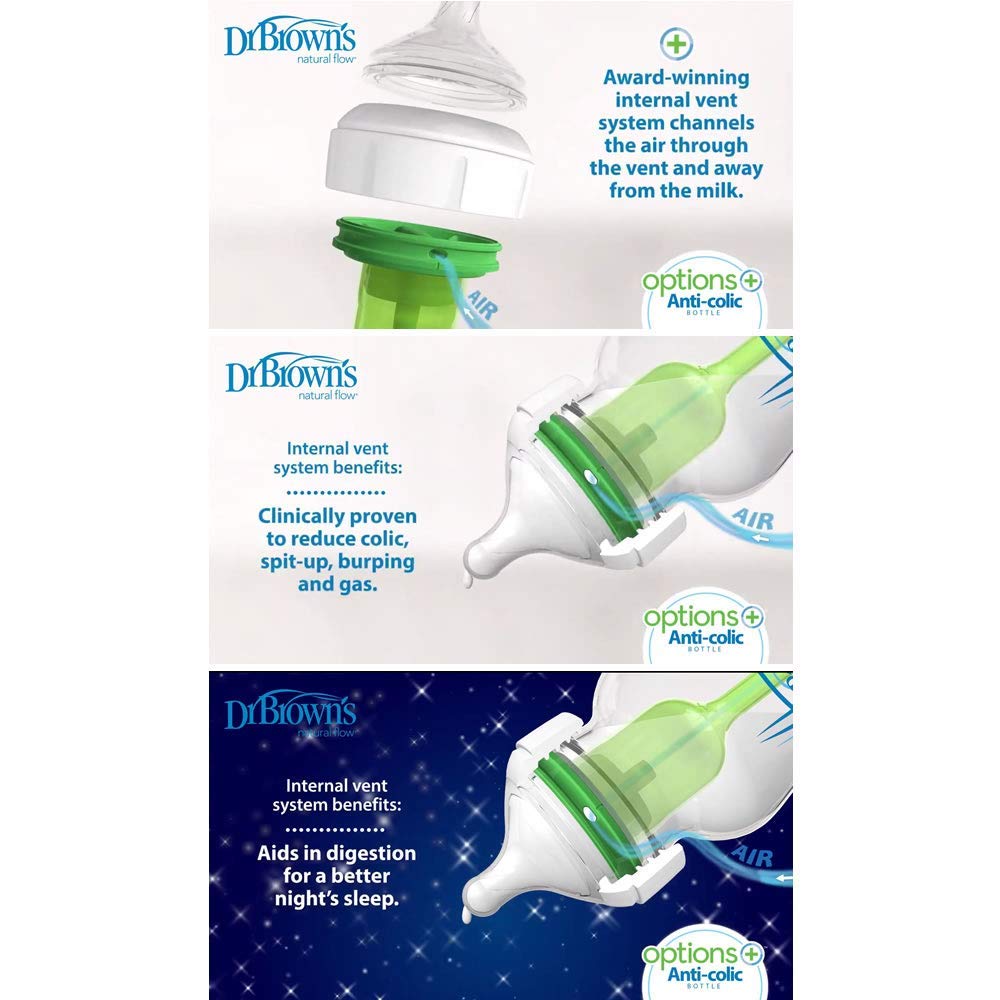 Dr. Brown's Natural Flow Options Wide Neck Baby Bottle (270 Ml, Blue)