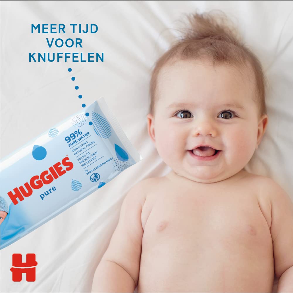 Huggies Pure Baby Wipes - Pack of 10 (10 x 56 Packs, Total 560 Wipes)