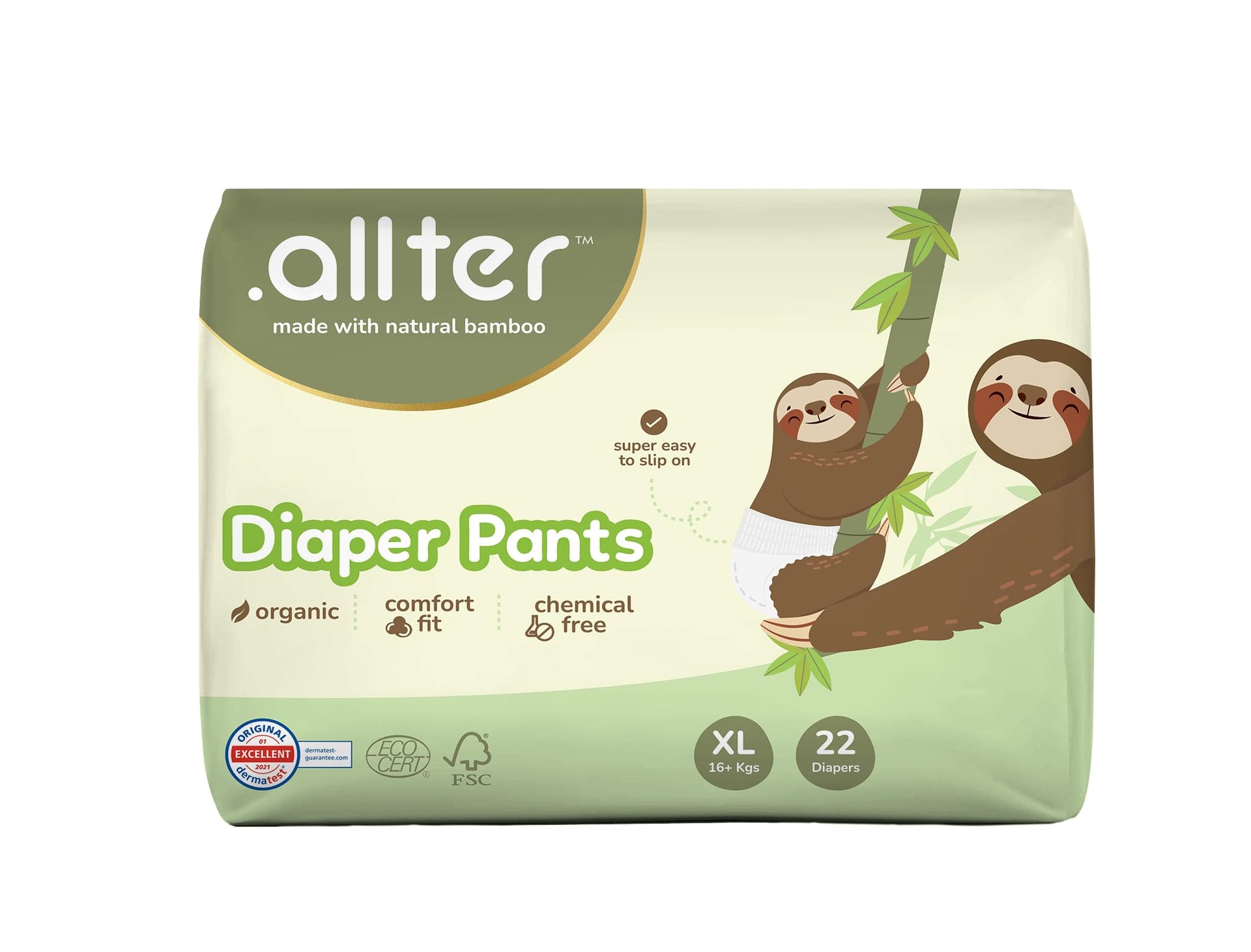 .allter Organic Bamboo Pant Style Baby Diapers L Size (13-17 Kg)|24 Count (Pack Of 1)|Rash Free, Super Absorbent, 3X Softer, with Wetness Indicator | Explorer