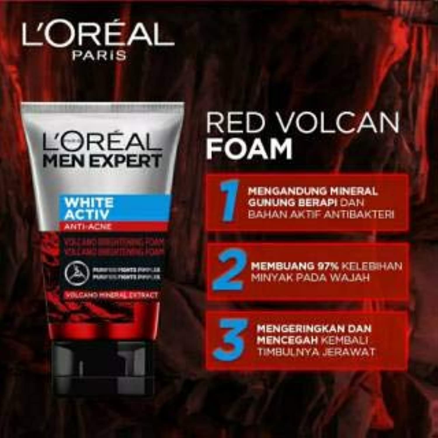 L'Oreal Paris Men Expert Volcano Red Foam Facewash, 100ml