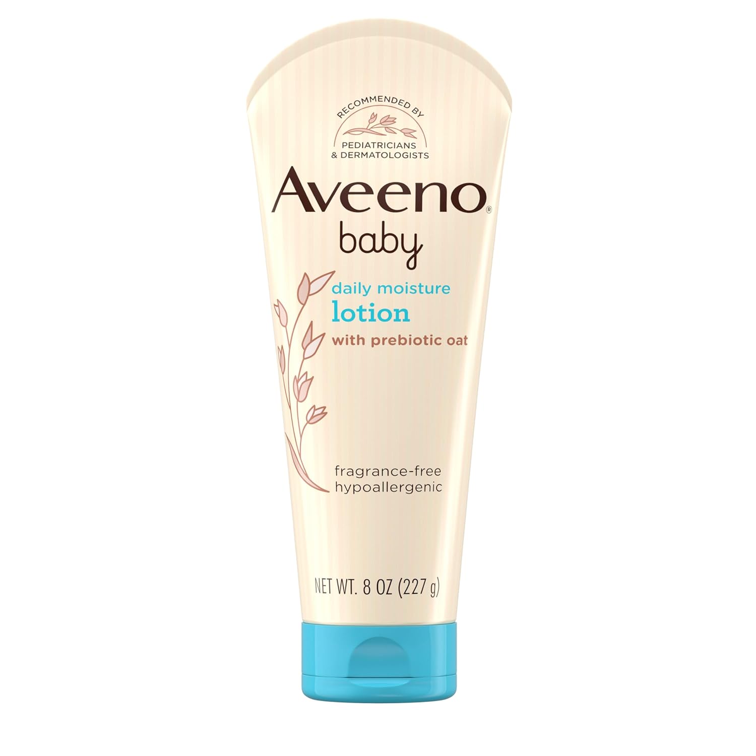 Aveeno Baby Daily Moisture Lotion (227g) | 24 Hour Moisturization | Suitable for newborns | Oat flour & glycerin | Fragrance-free, paraben-free, Hypoallergenic | Nourishes, soothes & protects baby's sensitive skin
