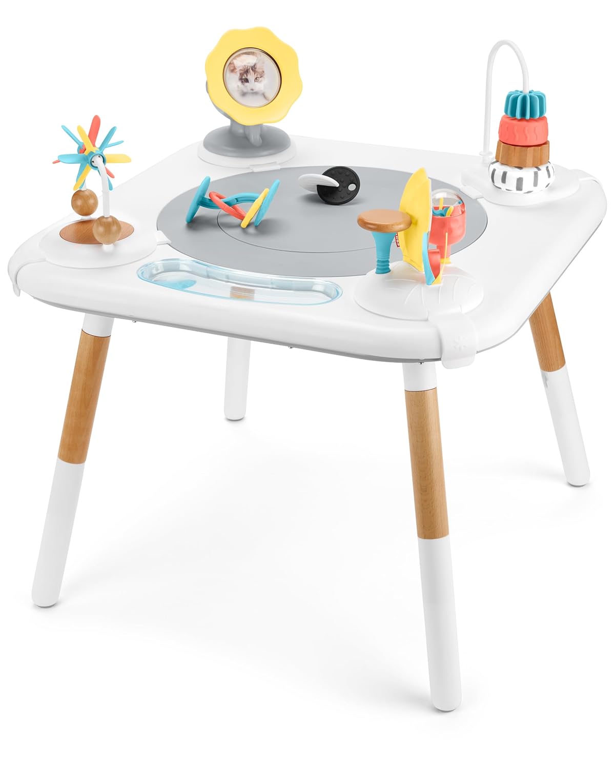 Skip Hop Discoverosity Montessori-Inspired 3-Stage Baby Activity Center & Play Table, Interactive Play Center Grow-with-Me Functionality White 4 Months+ Explore & More