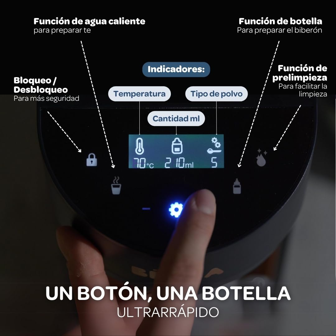 BEABA Milkeo Plus Baby Auto Bottle Maker & Formula Dispenser, Instant Warm Bottles in 20 Sec, Smart Touchscreen, Multiple Temperature Settings, Formula Mixer & Milk Maker for Infants, Night Blue, 0m +
