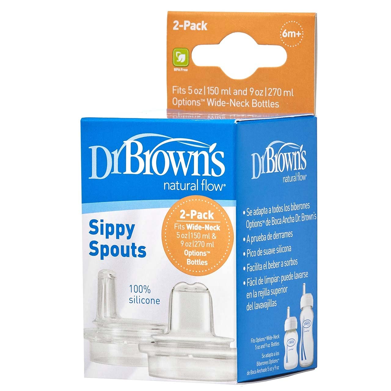 Dr. Brown's Wide Neck Transition Sippy Spouts (Pack of 2, Brown)