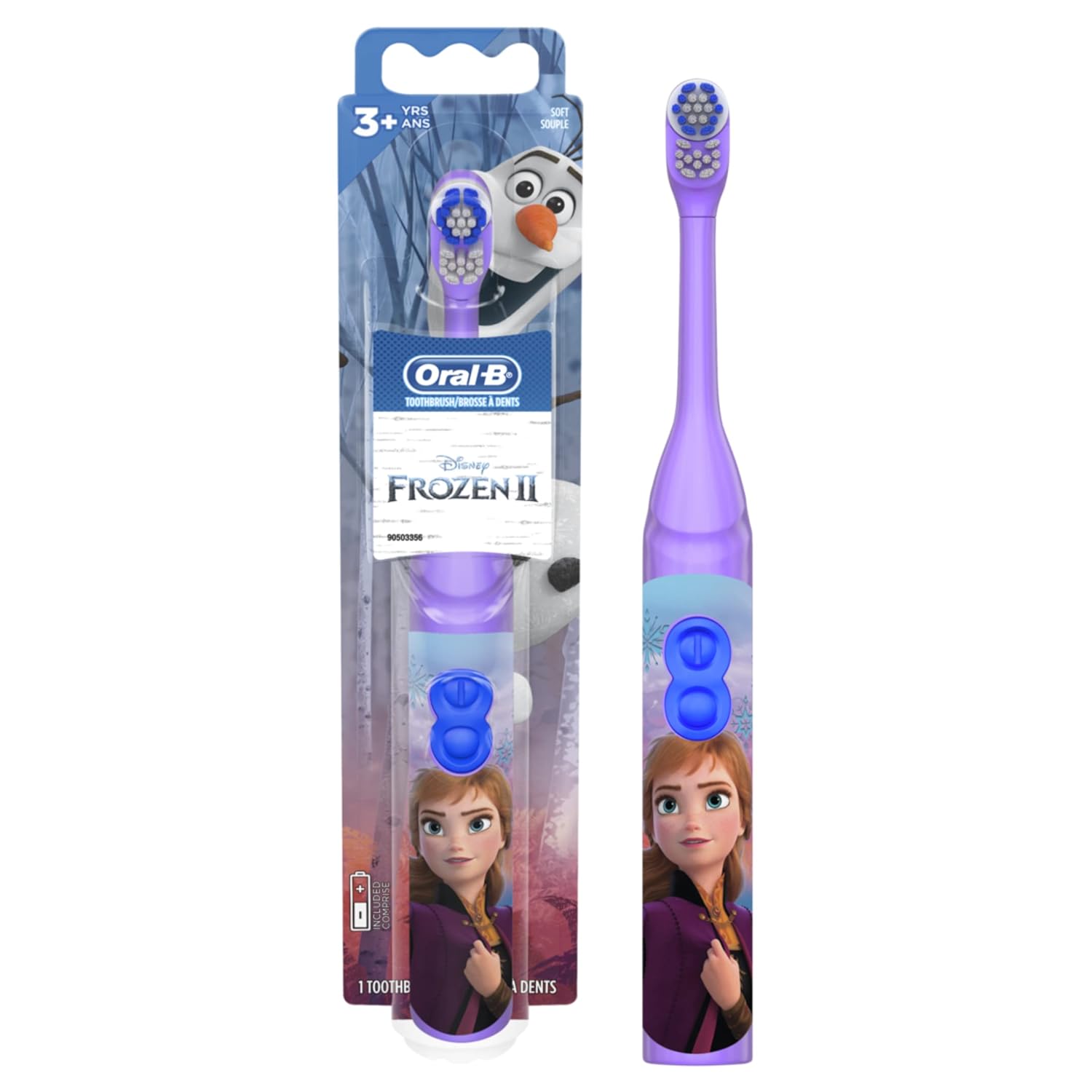 Oral B Pro-Health Jr. Battery Powered Kid's automatic Toothbrush featuring Disney's Frozen, Soft, 1 ct