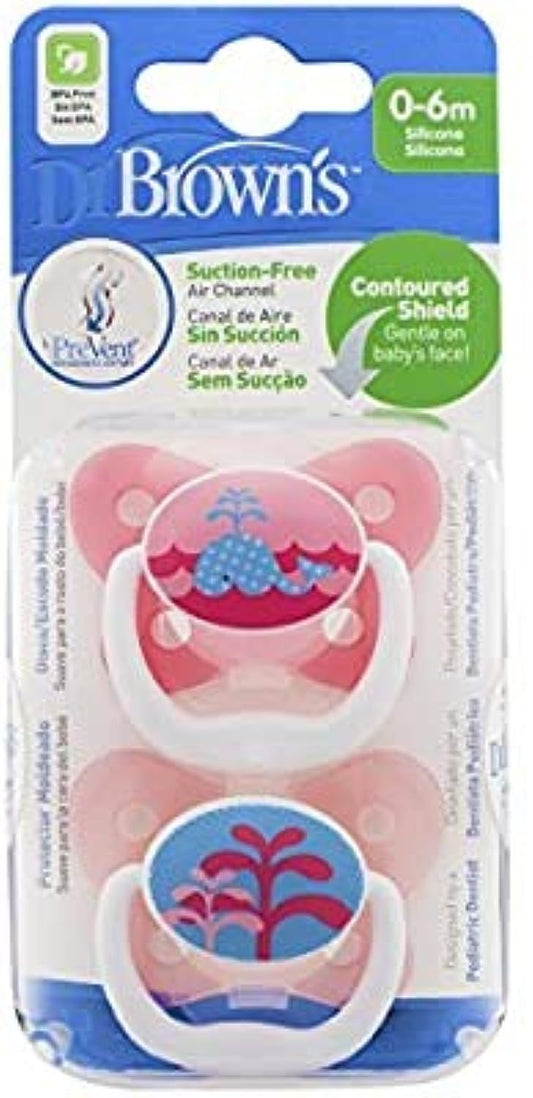 Dr Brown's Prevent Soother - 0-6m - Pink (PV-12302)