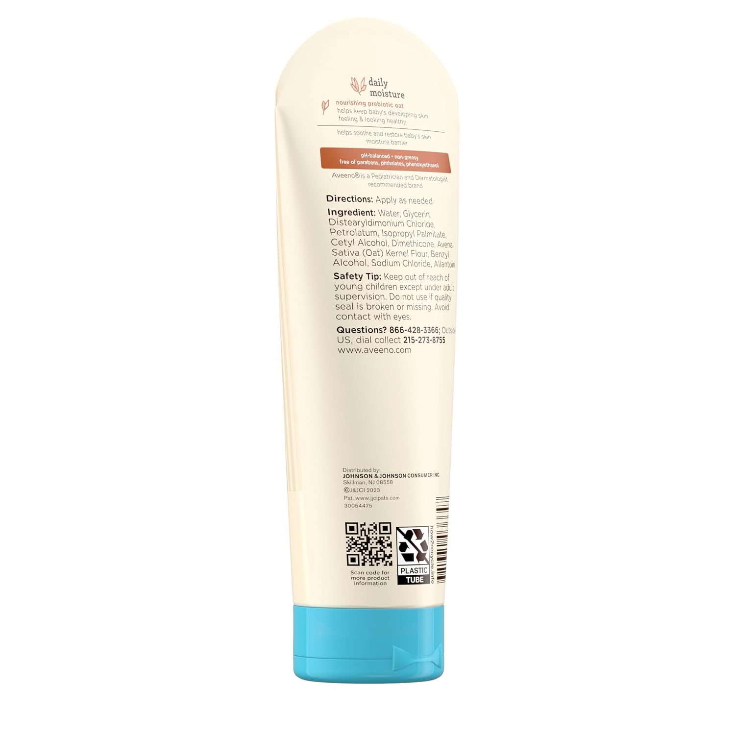 Aveeno Baby Daily Moisture Lotion (227g) | 24 Hour Moisturization | Suitable for newborns | Oat flour & glycerin | Fragrance-free, paraben-free, Hypoallergenic | Nourishes, soothes & protects baby's sensitive skin