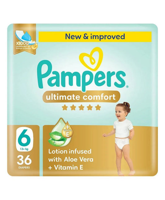 Pampers Ultimate Comfort Taped Diapers Size 6 13kg+ 36 Pieces – White dubai
