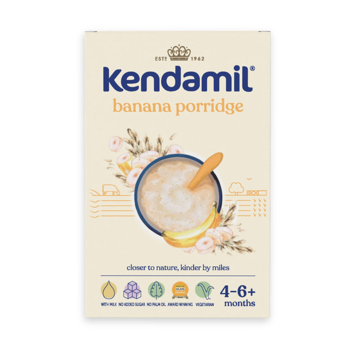 Kendamil Creamy Oat Baby Porridge (6+ Months) – Baby Weaning Porridge – Easy Just Add Water Cereal, No Added Sugar, Vegetarian Friendly – 7x150g (approx. 50 Servings)