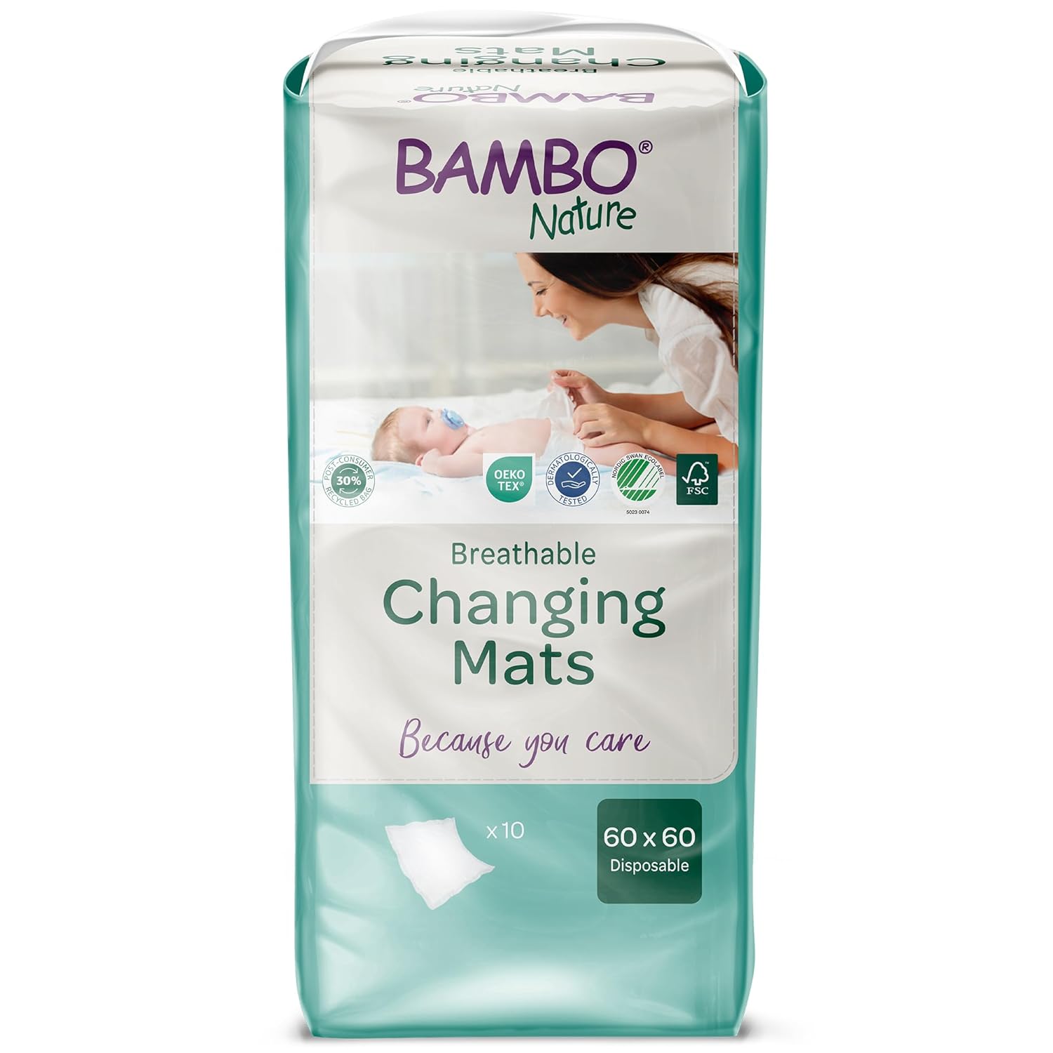 Bambo Nature Baby Disposable Changing Mats, Ultra Soft For Comfort, Ultra Absorbent, Bed Wetting Leakage Protection,
