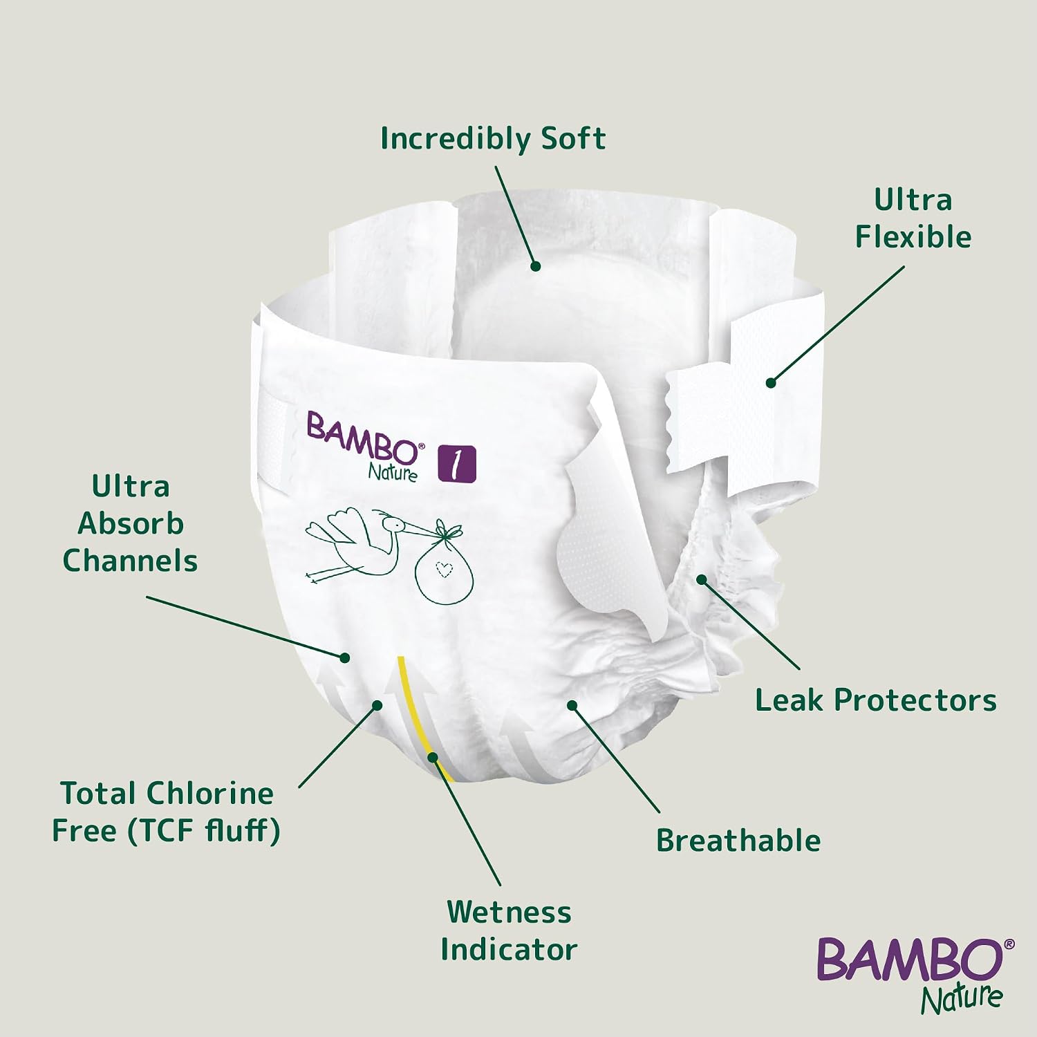 Bambo Nature Premium Baby Tape Diapers for New Born Baby XS Size (2-4 Kgs) - Super Absorbent, Breathable, Extra Soft, Dermatologically Tested, Hypoallergenic Nappies With A Wetness Indicator, 22 Count
