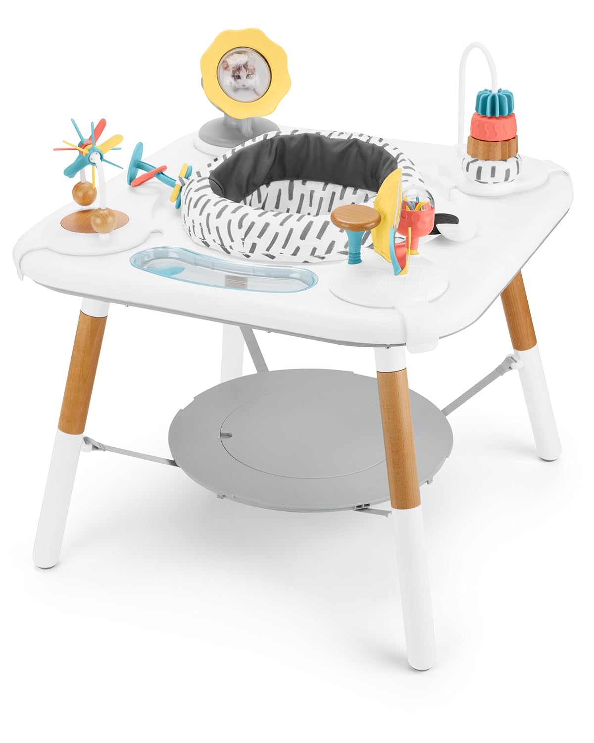 Skip Hop Discoverosity Montessori-Inspired 3-Stage Baby Activity Center & Play Table, Interactive Play Center Grow-with-Me Functionality White 4 Months+ Explore & More