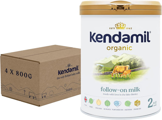 (4x800g) Kendamil Organic Follow On, Stage 2 – British Made, Organic Whole Milk Formula – with HMOs, No Palm Oil, No Fish Oil, No SOYA, No GMOs