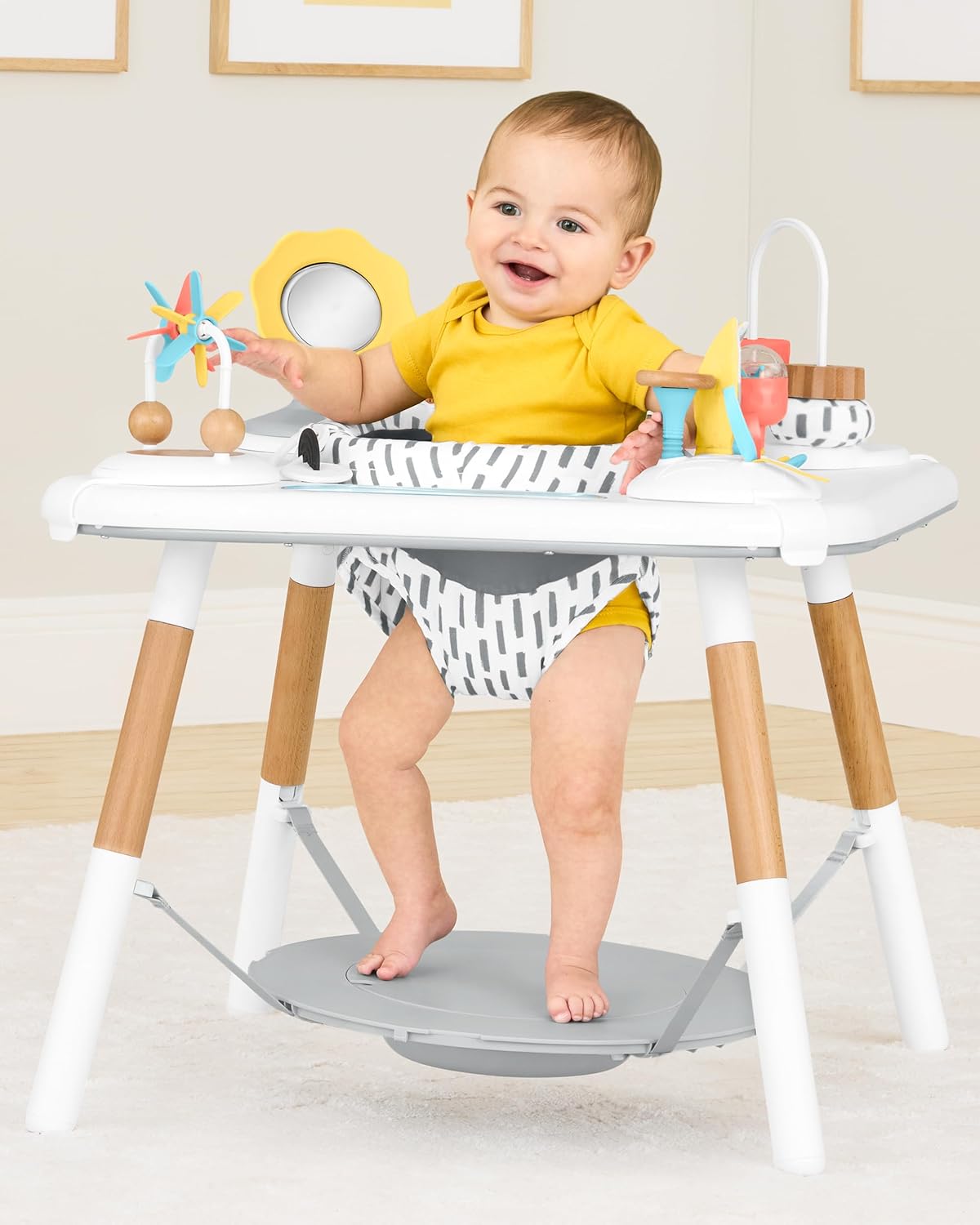 Skip Hop Discoverosity Montessori-Inspired 3-Stage Baby Activity Center & Play Table, Interactive Play Center Grow-with-Me Functionality White 4 Months+ Explore & More