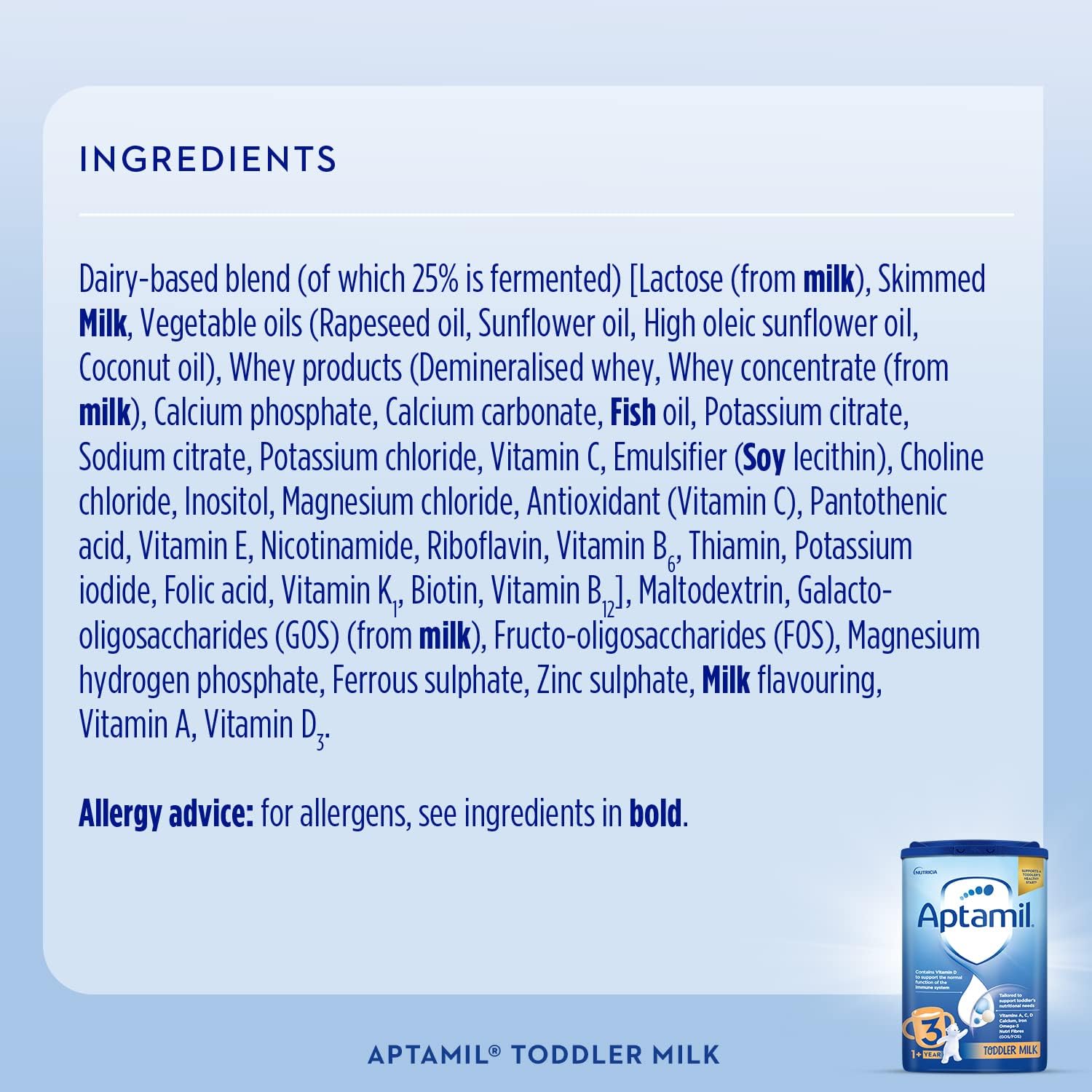 Aptamil 3 Toddler Baby Milk Powder Formula, 1-2 Years, 800g