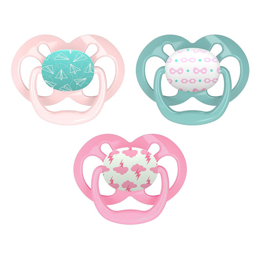Dr. Brown's Silicone Advantage Baby Pacifiers, Glow In The Dark, Stage 1, 3Count, Pink