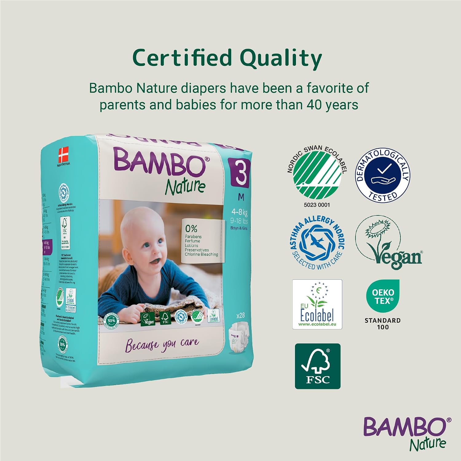 Bambo Nature Premium Baby Tape Diapers for Baby Medium Size (4-8 Kgs) - Super Absorbent, Breathable, Extra Soft, Dermatologically Tested, Hypoallergenic Infant Nappies With Wetness Indicator, 28 Count