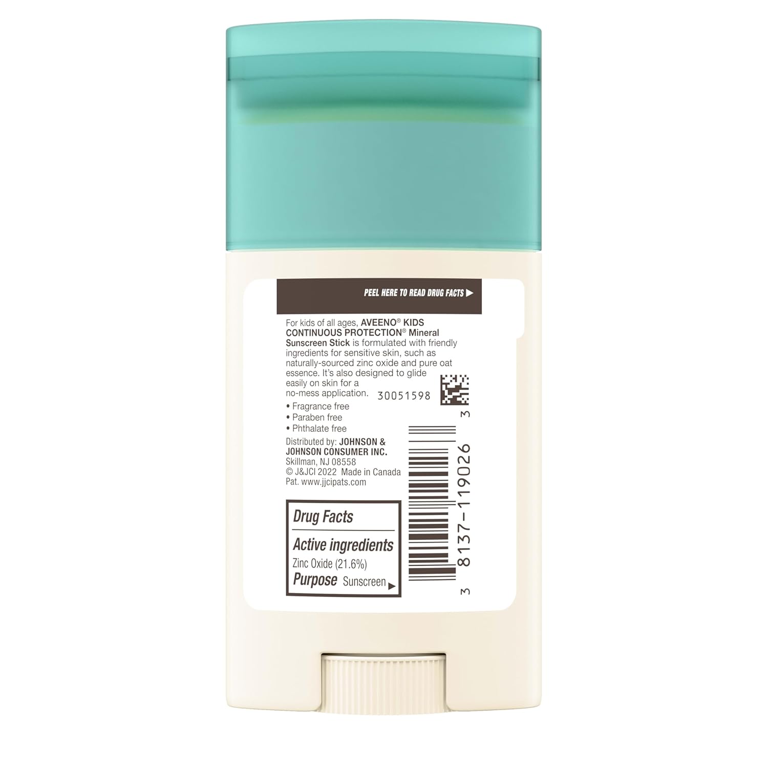 Aveeno Kids Continuous Protection Mineral Sunscreen Stick Spf 50 For All Skins, 42G